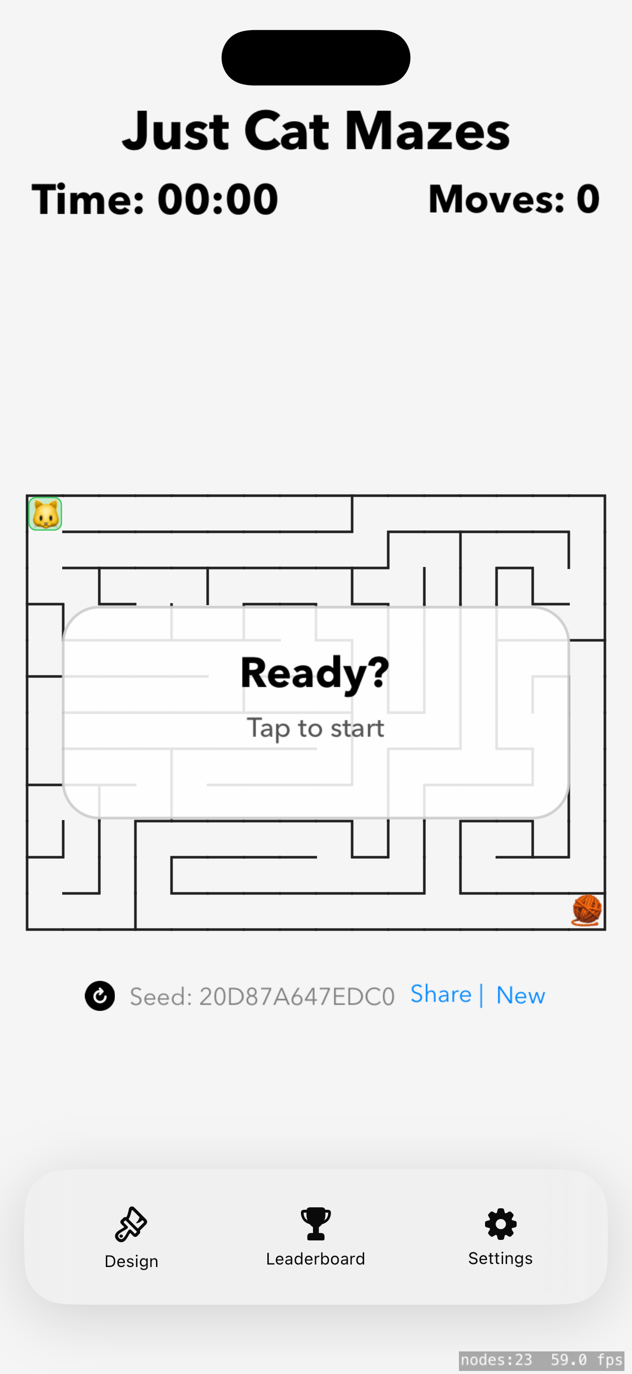 Just Cat Mazes on iPhone with a compact maze layout